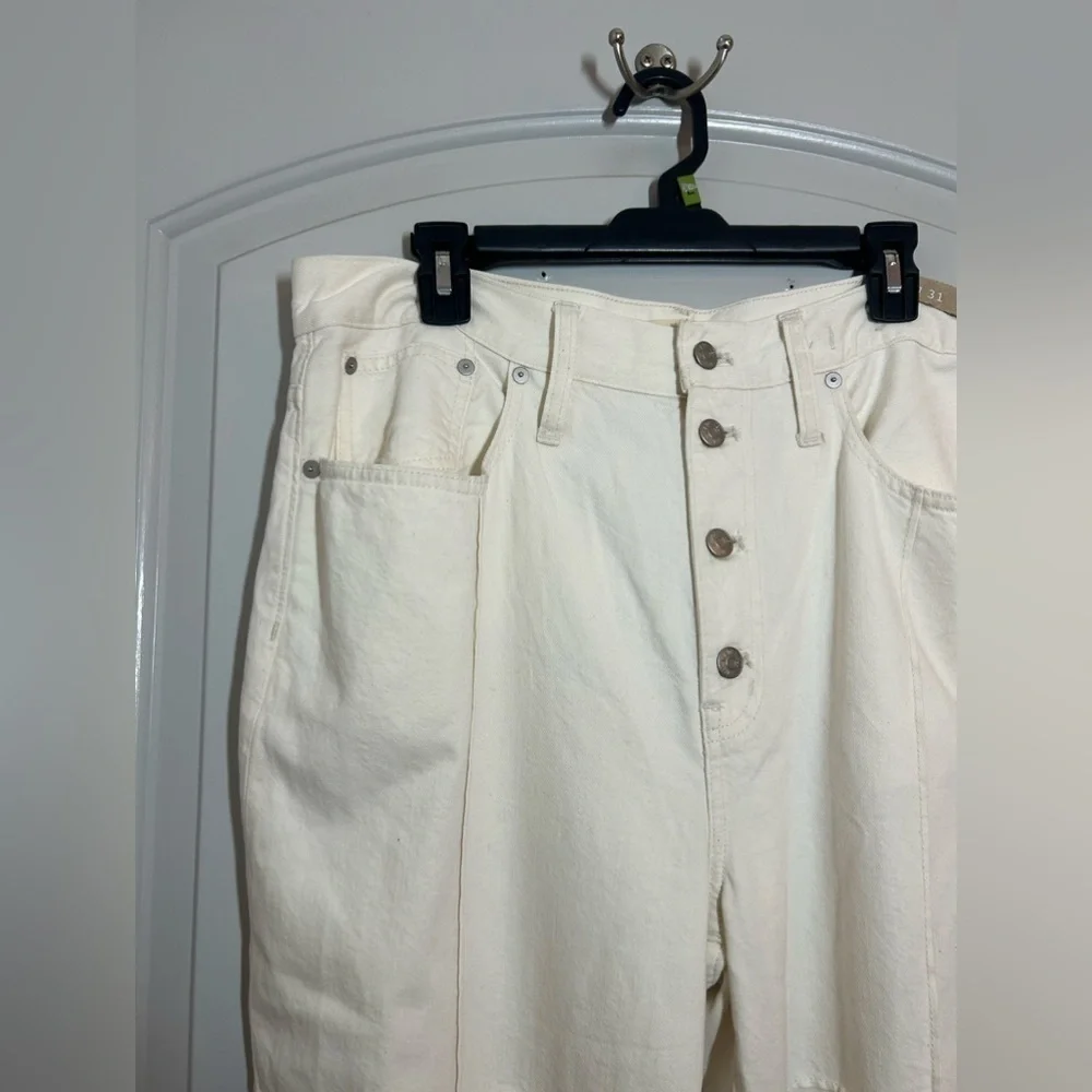 Madewell Baggy Straight High Rise Jeans in Vintage Canvas Cream Size 31 NWT